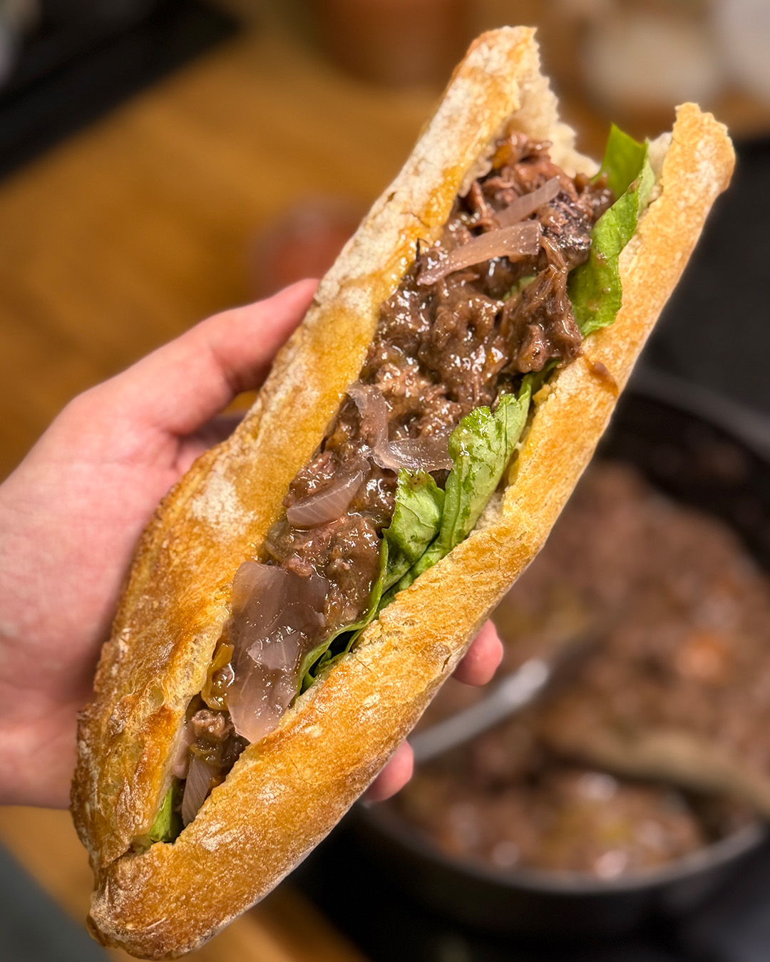 Sandwich à l'effiloché de bœuf